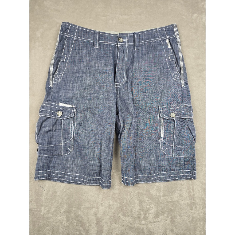 Buckle Black Magic Cargo Shorts Mens 34 Blue Athletic Fit Contrast Stitch Cotton